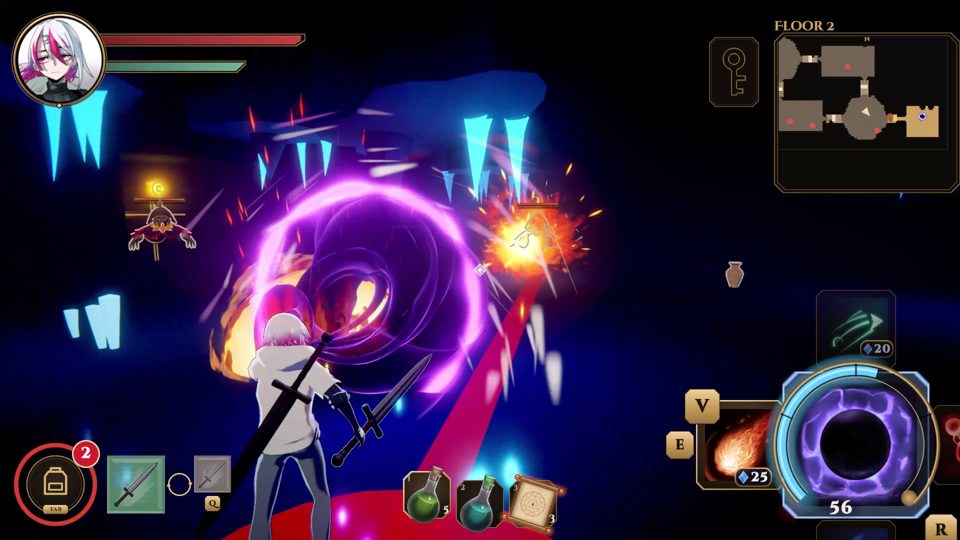 敵の魔法陣に向けてドレインホールを開く主人公